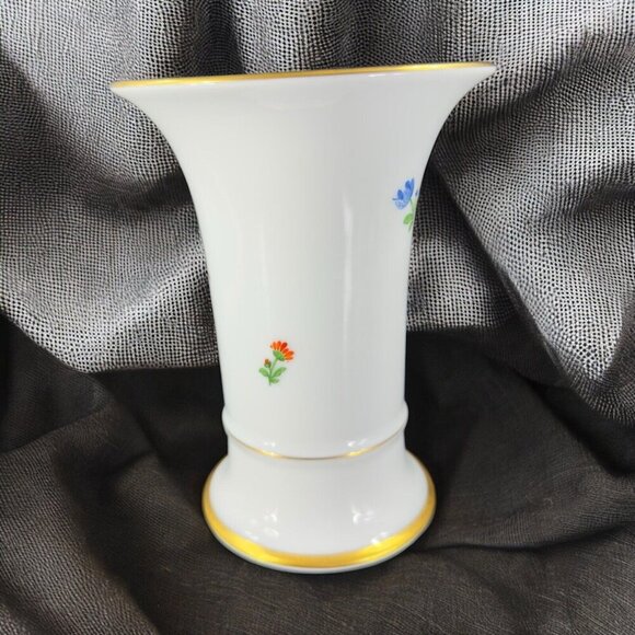 1975 Hochst German Vase Multicolor Flowers with Gold Trim Germany Porcelain Vtg - Picture 4 of 16